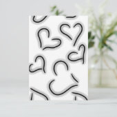 Cute Hearts Black and White Bedankkaart (Staand voorkant)