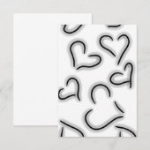 Cute Hearts Black and White Bedankkaart (Voorkant / Achterkant)