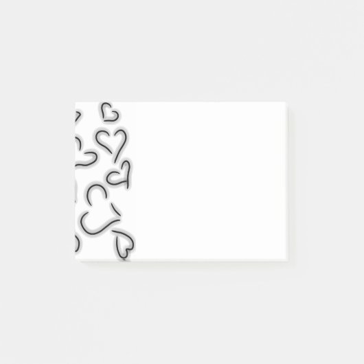 Cute Hearts Black and White Post-it® Notes (Voorkant)