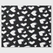 Cute Hearts Black Cadeaupapier (Vlak)