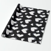 Cute Hearts Black Cadeaupapier (Uitgerold)
