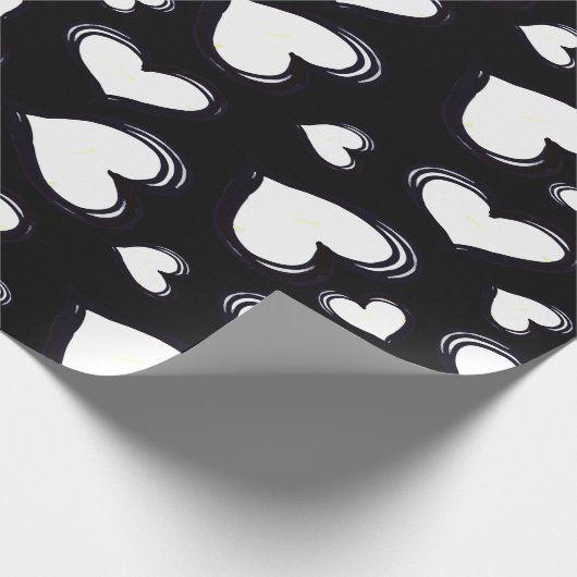 Cute Hearts Black Cadeaupapier (Hoek)