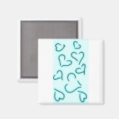 Cute Hearts Blue Magneet (Voorkant / Achterkant)