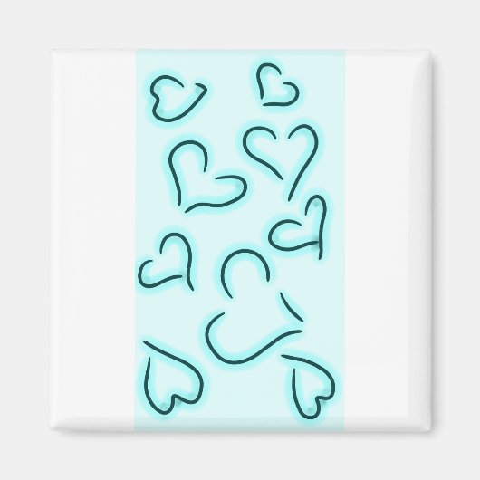Cute Hearts Blue Magneet (Voorkant)