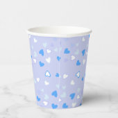Cute Hearts Blue Papieren Bekers (Rechts)