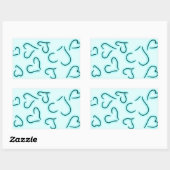 Cute Hearts Blue Rechthoekige Sticker (Vel)