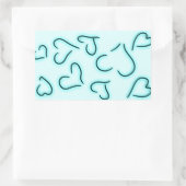 Cute Hearts Blue Rechthoekige Sticker (Tas)