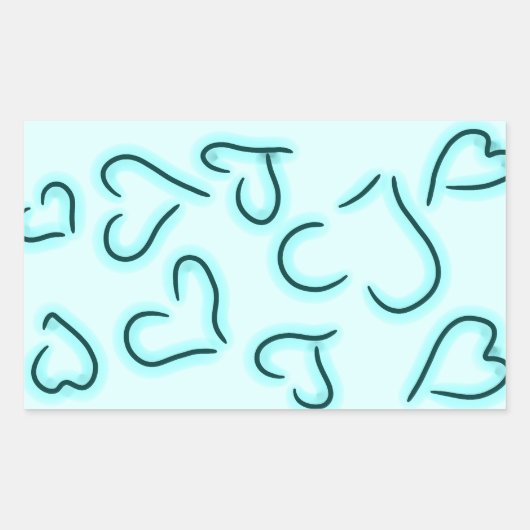 Cute Hearts Blue Rechthoekige Sticker (Voorkant)