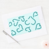 Cute Hearts Blue Rechthoekige Sticker (Envelop)