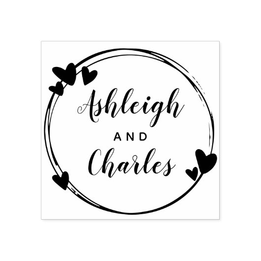 Cute Hearts Calligraphy Names Rubberstempel (Afrduk)