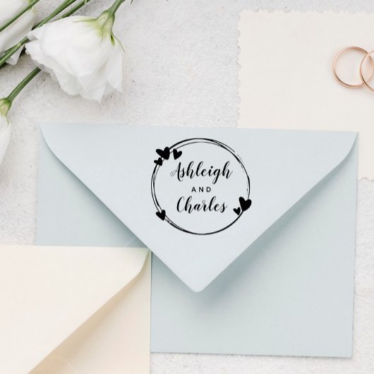 Cute Hearts Calligraphy Names Rubberstempel