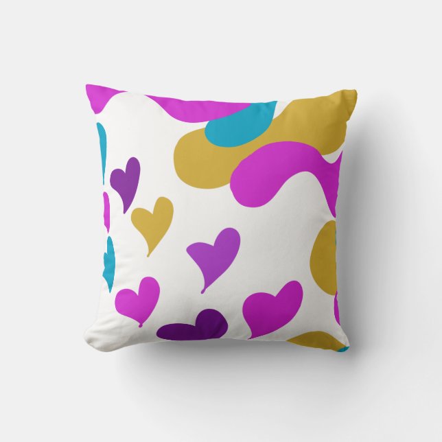 Cute Hearts Camouflage Roze Geel Kussen (Voorkant)