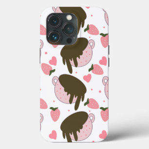 Cute Hearts Chocolade Aardbeien Patroon Roze Case-Mate iPhone Case