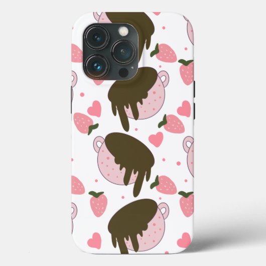 Cute Hearts Chocolade Aardbeien Patroon Roze Case-Mate iPhone Case (Achterkant)