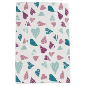 Cute Hearts Doodle Roos Valentijnsdag Roze Blauwgr Medium Cadeauzakje (Voorkant)