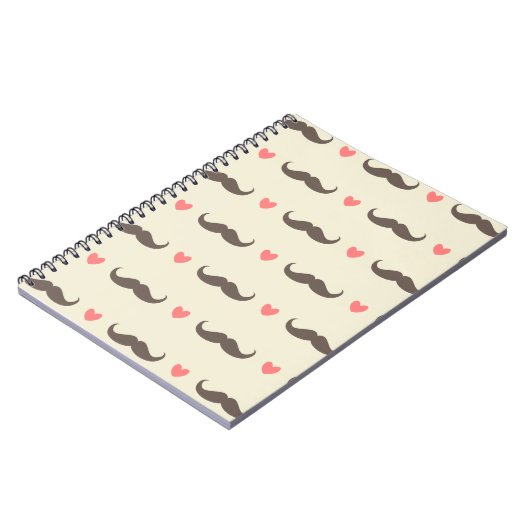 Cute Hearts en Mustache Hipster Pattern Notitieboek (Linkerzijde)