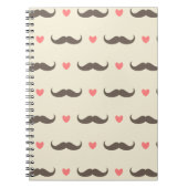 Cute Hearts en Mustache Hipster Pattern Notitieboek (Voorkant)