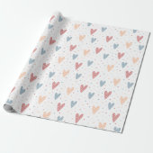 Cute Hearts en stippen Valentijns Patroon Cadeaupapier (Uitgerold)