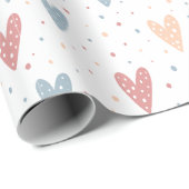 Cute Hearts en stippen Valentijns Patroon Cadeaupapier (Rol Hoek)