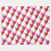 Cute Hearts Fleece Deken (Voorkant (Horizontaal))