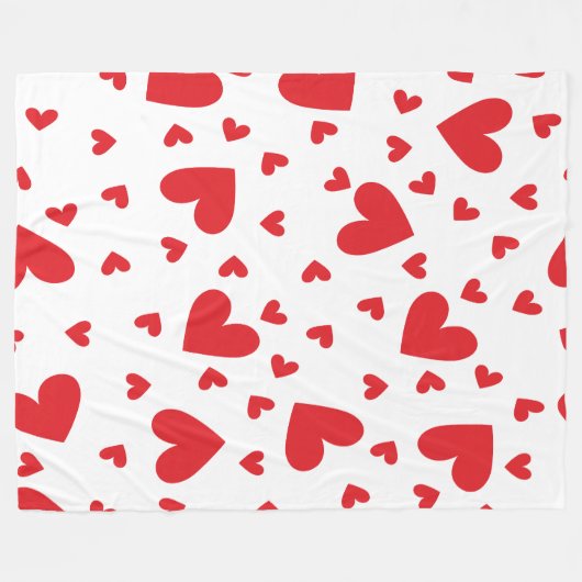 Cute Hearts Fleece Deken (Voorkant (Horizontaal))
