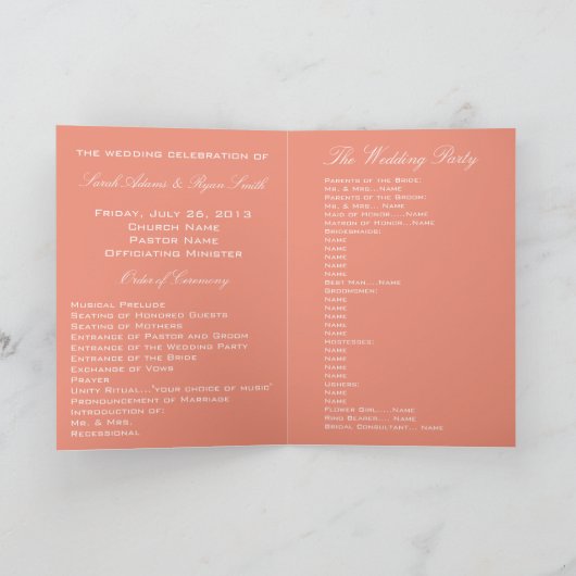 Cute Hearts Folded Wedding Program met foto Programma (Binnen)
