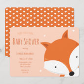 Cute Hearts Fox Animal Baby shower Kaart (Voorkant / Achterkant)