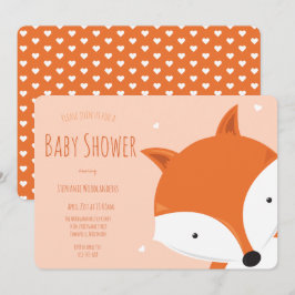 Cute Hearts Fox Animal Baby shower Kaart