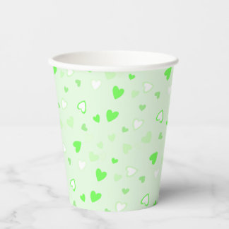 Cute Hearts Green Papieren Bekers