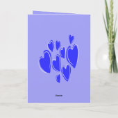 Cute Hearts Hand Drawn Blue Romantic Doodle Kaart (Achterkant)