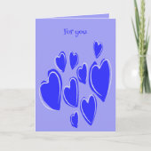 Cute Hearts Hand Drawn Blue Romantic Doodle Kaart (Voorkant)