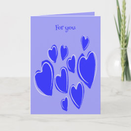 Cute Hearts Hand Drawn Blue Romantic Doodle Kaart