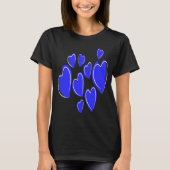 Cute Hearts Hand Drawn Blue Romantic Doodle T-shirt (Voorkant)