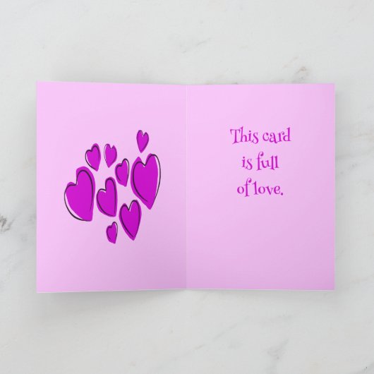 Cute Hearts Hand Drawn Bold Pink Romantic Doodle Kaart (Binnen)