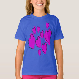 Cute Hearts Hand Drawn Bold Pink Romantic Doodle T-shirt