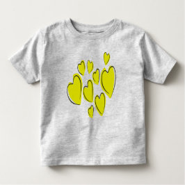 Cute Hearts Hand Drawn Bold Yellow Romantic Doodle Kinder Shirts