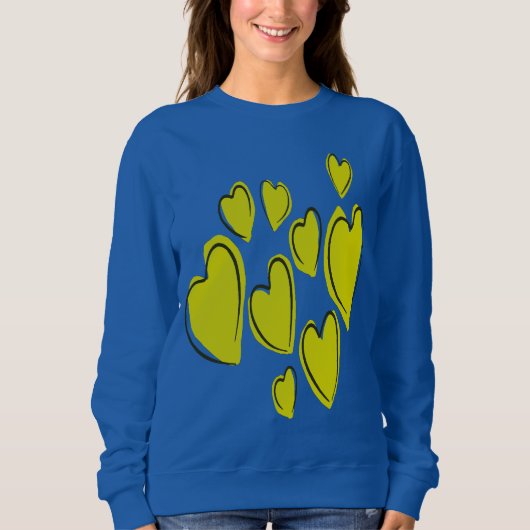 Cute Hearts Hand Drawn Bold Yellow Romantic Doodle Trui (Voorkant)