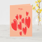 Cute Hearts Hand Drawn Deep Red Romantic Doodle Kaart (Gele Bloem)