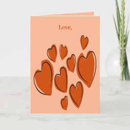 Cute Hearts Hand Drawn Orange Romantic Doodle Kaart