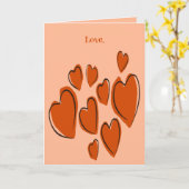 Cute Hearts Hand Drawn Orange Romantic Doodle Kaart (Gele Bloem)