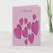 Cute Hearts Hand Drawn Pink Romantic Doodle Kaart (Voorkant)