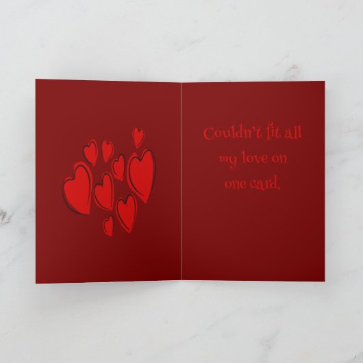 Cute Hearts Hand Drawn Red Romantic Doodle Kaart (Binnen)