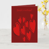 Cute Hearts Hand Drawn Red Romantic Doodle Kaart (Gele Bloem)