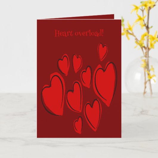 Cute Hearts Hand Drawn Red Romantic Doodle Kaart (Gele Bloem)