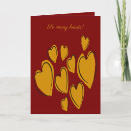 Cute Hearts Hand Drawn Yellow Romantic Doodle Kaart