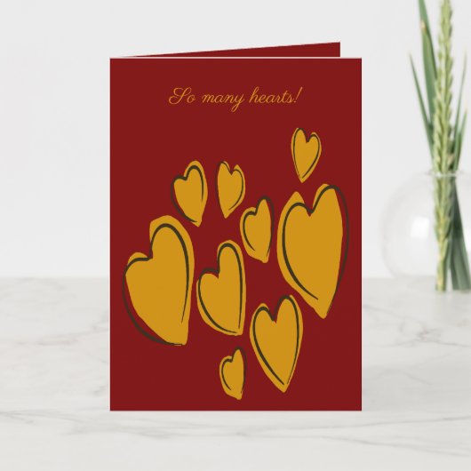 Cute Hearts Hand Drawn Yellow Romantic Doodle Kaart (Voorkant)