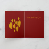 Cute Hearts Hand Drawn Yellow Romantic Doodle Kaart (Binnen)