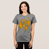 Cute Hearts Hand Drawn Yellow Romantic Doodle Tri-Blend Shirt (Voorkant volledig)