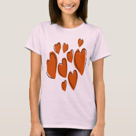 Cute Hearts Hand Getekende Oranje Romantische Dood T-shirt