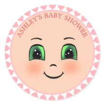 Cute Hearts & Happy Face Baby Shower